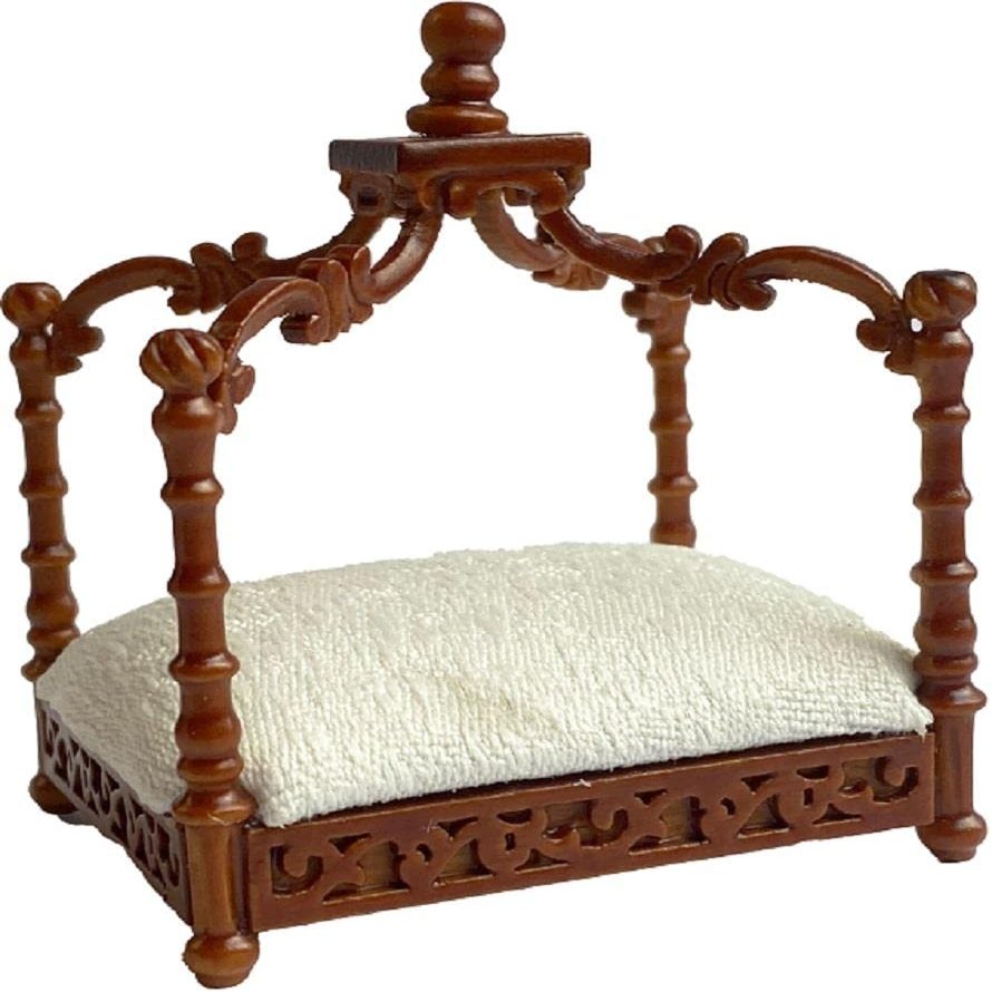 Melody Jane Dolls Houses Dollhouse Victorian Walnut Cat Bed Platinum Collection Miniature Pet Accessory