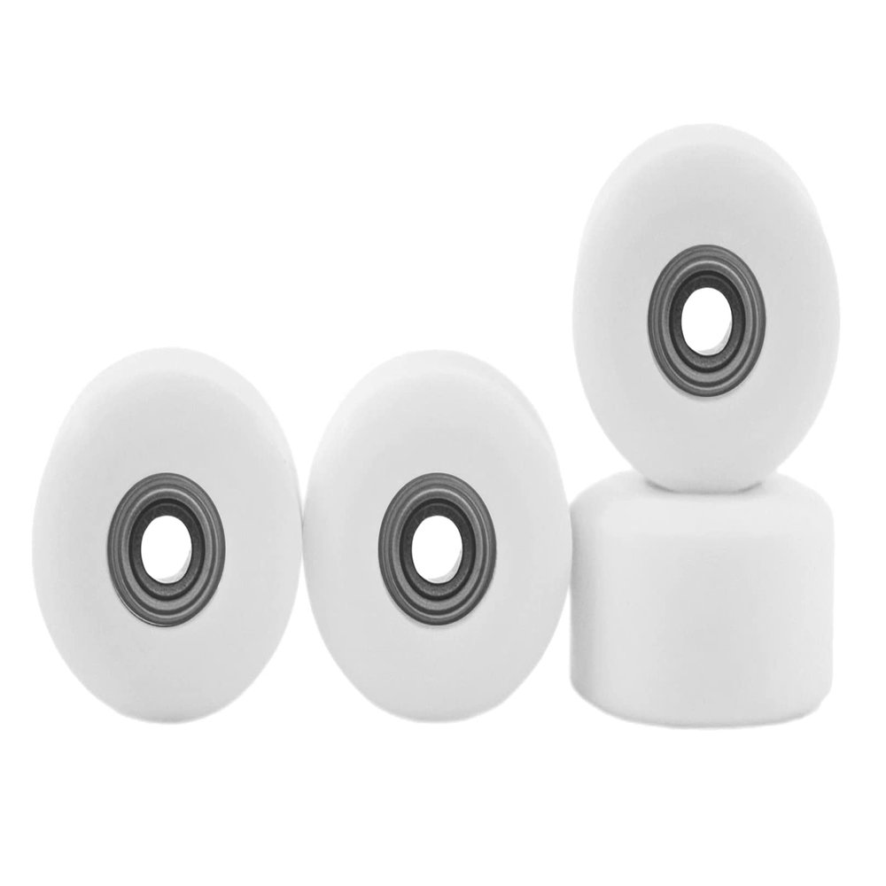Teak Tuning Apex 61D Urethane Fingerboard Wheels - New Street Shape, 7.7mm Diameter - Ultra Spin Bearings - Made in The USA - White Snow Colorway
