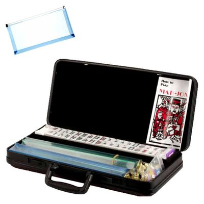 OMURA Games | Western Mah Jong in Burgundy Case | Bonus: Multi-Purpose #10 Size Pouch (Color May Vary)