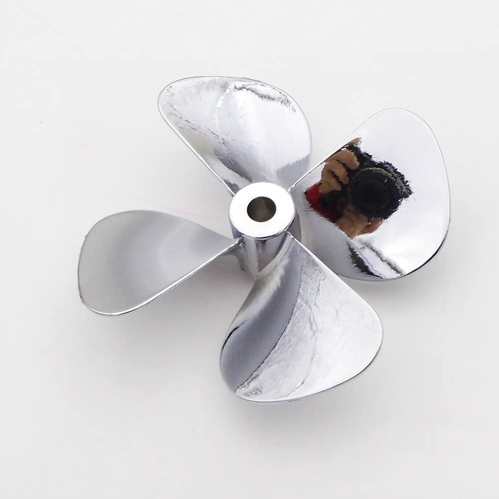  RC Boat Metal Propeller 55mm 4-Blades 4mm Shaft Prop for RC Boat Fishing Bait Tug Boat Marine Cruise ROV Model (Right Hand)