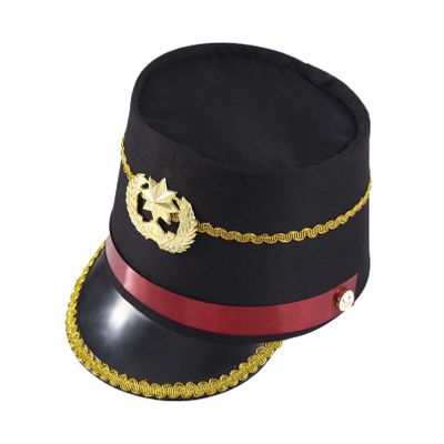 winying Drum Major Hat for Adult Kids, Majorette Hat Drum Band Hat Toy Soldier Hats with Feather Type A Black One Size