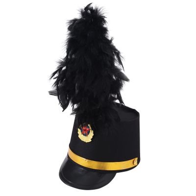 winying Drum Major Hat for Adult Kids, Majorette Hat Drum Band Hat Toy Soldier Hats with Feather Type B Black One Size