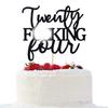 Unoggsor Twenty Fucking Four Cake Topper - Happy 24th Birthday Cake Decor - Cheers to 24 Years Birthday Party Decorations Supplies, Black Glitter view 1