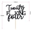Unoggsor Twenty Fucking Four Cake Topper - Happy 24th Birthday Cake Decor - Cheers to 24 Years Birthday Party Decorations Supplies, Black Glitter view 3