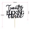 Twenty Fucking Three Cake Topper - Happy 23rd Birthday Cake Decor - Cheers to 23 Years Birthday Party Decorations Supplies, Black Glitter view 3