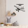 Airplane Airplanes Scene Silhouette Air Plane Jet Helicopter Wall Sticker Art Decal for Girls Boys Kids Room Bedroom Nursery House Fun Home Decor Stickers Wall Art Vinyl Decoration Size (30x40 inch) view 3