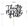 Thirty Fucking Two Cake Topper - Happy 32nd Birthday Cake Decor - Cheers to 32 Years Birthday Party Decorations Supplies, Black Glitter view 3