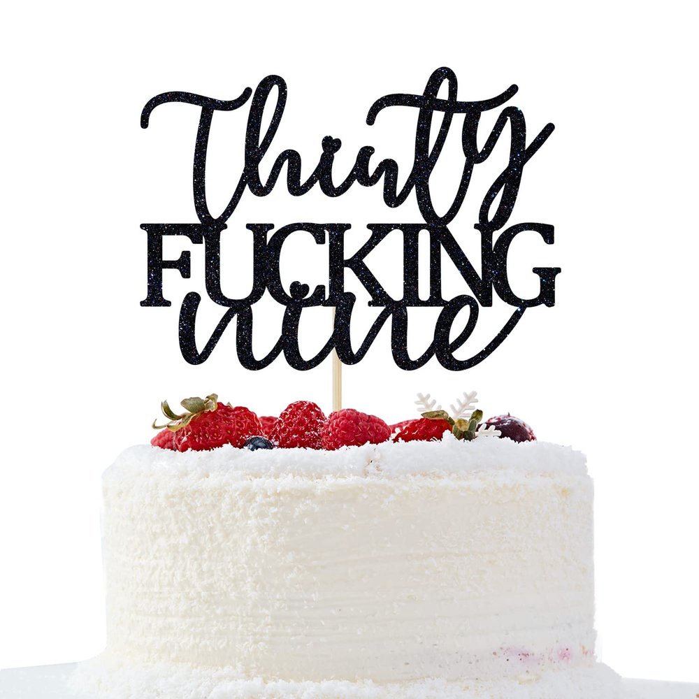 Unoggsor Thirty Fucking Nine Cake Topper Happy 39th Birthday Cake Decor Cheers to 39 Years Birthday Party Decorations Supplies,