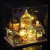 WonDerfulC Mini House with LED DIY Dollhouse Kit Creative Room Miniature Jungle Loft House Toy Puzzle Christmas Assembled Doll House for Women view 2