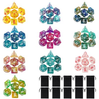 DND Dice Set, Surhugvy 10 X 7 (70 Pieces) Polyhedral Dice Set for Dungeons and Dragons DND RPG MTG Table Games with 10 Pack Black Bags