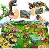 FRUSE Jurassic Dinosaur Toys Figures,12 PCS Realistic Large Dinosaur Figurines with Jumbo Play Mat & Information Dino Book,Educational Dino Figure Playset Cake Topper Decoration for Kids view 1