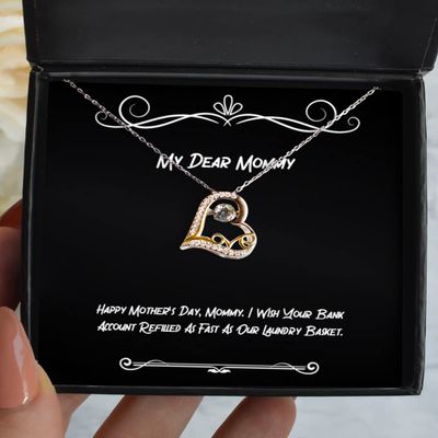 Epic Mommy Gifts, Happy Mother's Day, Mommy. I Wish Your Bank Account Refilled As Fast As, Christmas Love Dancing Necklace for Mommy