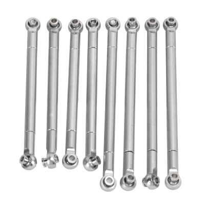 8PCS Aluminum Alloy Link Rod, Metal Full Link Rod Tie Lever Set Compatible with MN86 Series Model RC Car(Silver)