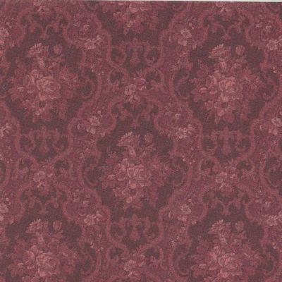 Melody Jane Dolls Houses Dollhouse Burgundy English Rose Miniature Print 1:12 Wallpaper 3 Sheets