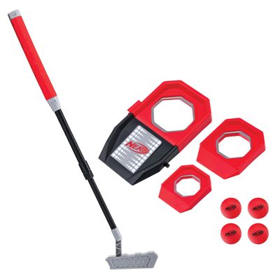 NERF Trick Shot Golf Set - Indoor + Outdoor Putting Trick Shot Kids Golf Set - Includes Putter, Balls, Ramp + Cups - All-in-One Toy for Kids
