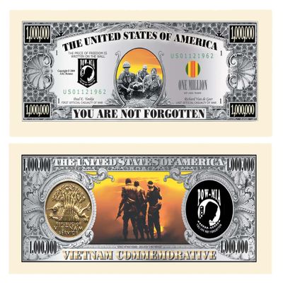 American Art Classics Pack of 25 - POW/MIA Vietnam Memorial Million Dollar Bill