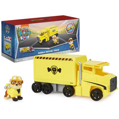 Paw Patrol, Big Truck Pups Rubble Transforming Toy Trucks with Collectible Action Figure, Kids Toys for Ages 3 and up