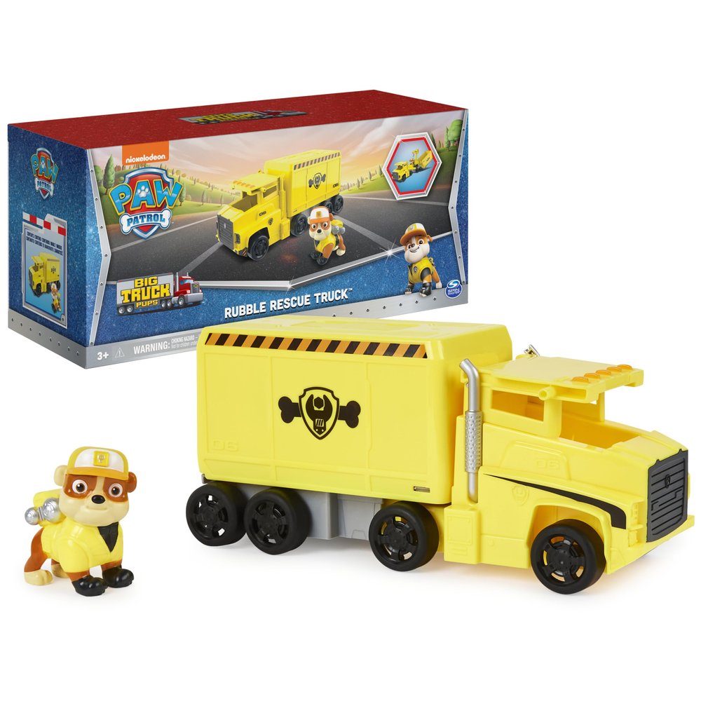 Paw Patrol, Big Truck Pups Rubble Transforming Toy Trucks with Collectible Action Figure, Kids Toys for Ages 3 and up