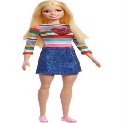 Barbie It Takes Two Doll, Malibu Fashion Doll with Blonde Hair, Rainbow Shirt, Denim Skirt & Pink Shoes
