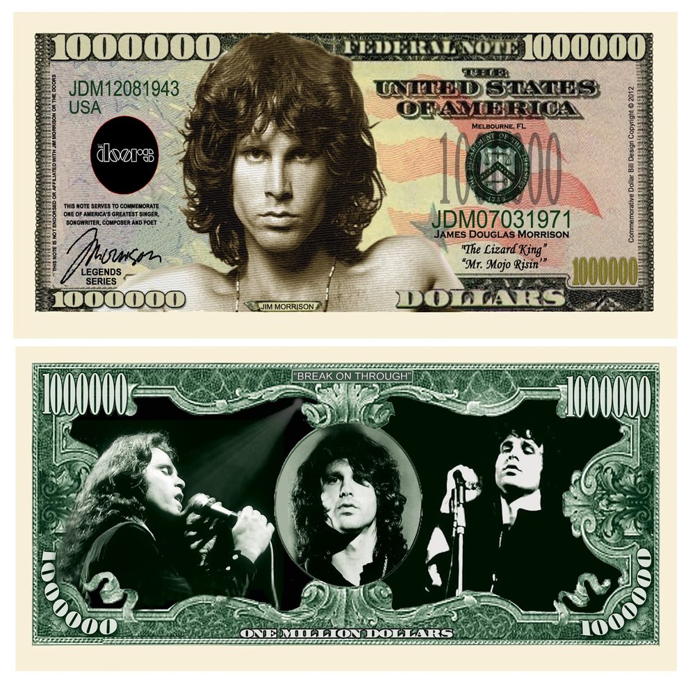 American Art Classics Pack of 100 - Jim Morrison - The Doors Million Dollar Bill - Best Gift for Fans of The Doors