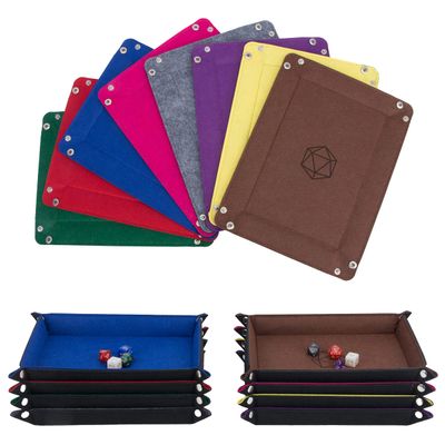 KISLANE Dice Tray 8 Pieces Folding Rectangle Dice Storage, Felt Dice Tray Holder for DND, RPG, MTG and Other Board Games (Rectangle)