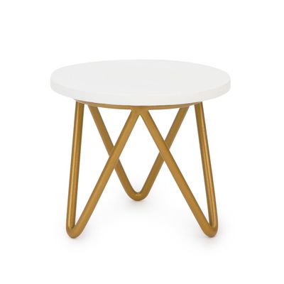 1 6 Scale Dollhouse Furniture Mini Circle Coffee Table Miniature Decor for Living Room Bedroom Family Room Kitchen Balcony Fairy Garden Project Decoration (Golden Stand)