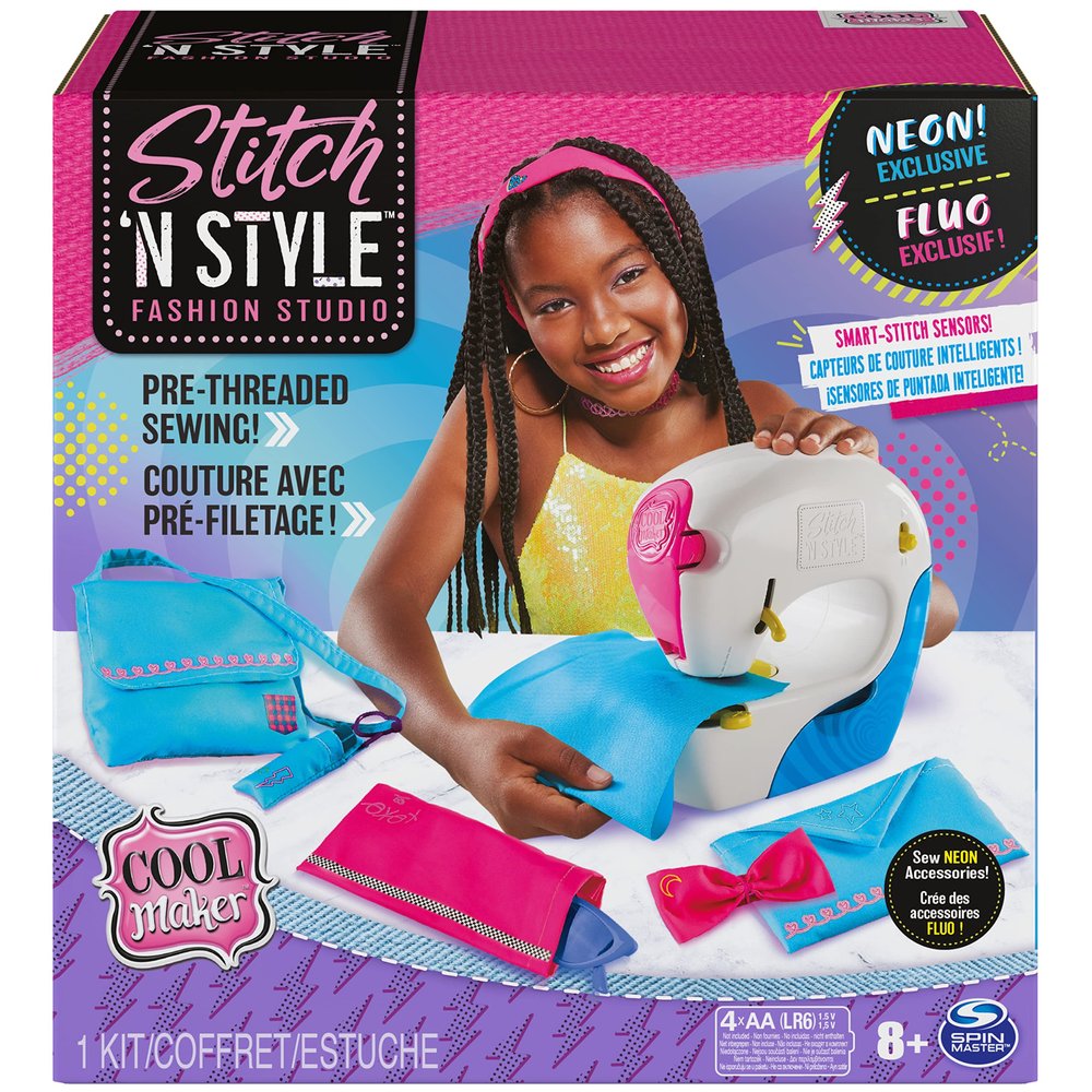 Cool Maker, Exclusive Neon Stitch N Style Fashion Studio, Sews 8 Stylish Projects, Pre-Threaded Sewing Machine Toy, Arts & Crafts Kids Toys for Girls