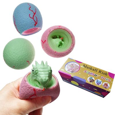 Dinosaur Egg Evil Squeeze Toys 3 Pack Funny Pop Out Dinosaurs of Egg Decompression Stress Toys for Adults Kids, Colorful Squish Fidget Toy Relief Autism Silicone Decompression Toy(Boxed)