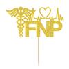 First Holy Communion Gold Glitter FNP Cake Topper, Congrats Nurse Grad Cake Decor, for BSN RN Nurse Graduation Decorations, Congrats Grad Party view 2