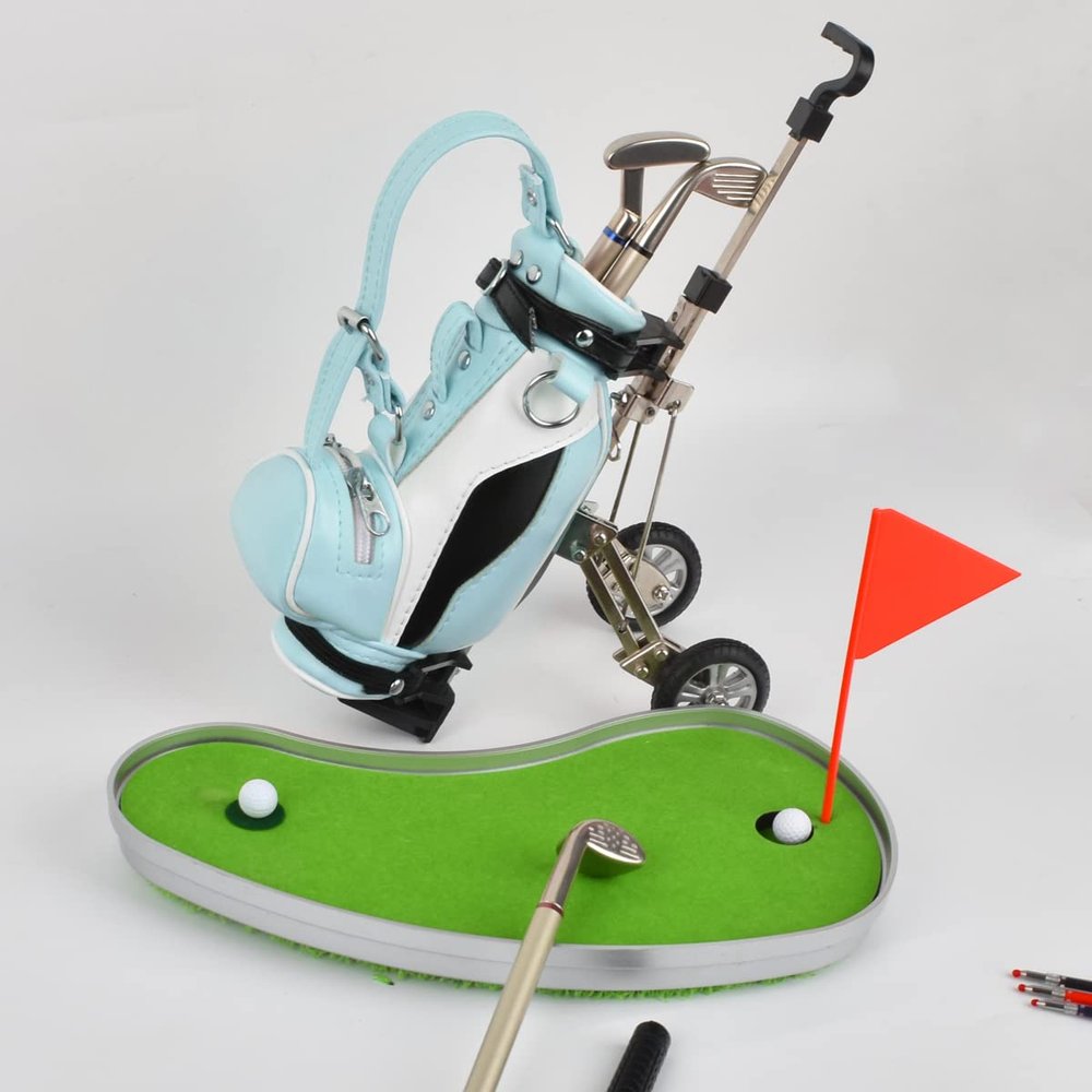 Dual-Purpose Golf Gift Golf Pen Holder with 3 Pieces Golf Pen Set,Office Desk Decor, Golf Cake Topper Golf Birthday Gifts for Golfer Golf Fans Souvenir Women Men