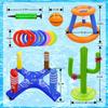 Gemle Pool Toys Games Set,Pool Basketball Hoop Inflatable Cross Ring Toss Game and Inflatable Cactus Kids for Teens Adults and Family (3 Set Water Toys) view 2