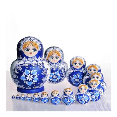 Matryoshka Russian Nesting Dolls15 Piece Nesting Doll Hand Painted Wooden Russian Matryoshka Handmade Toys Gift for Kids Christmas Birthday Happy Gift