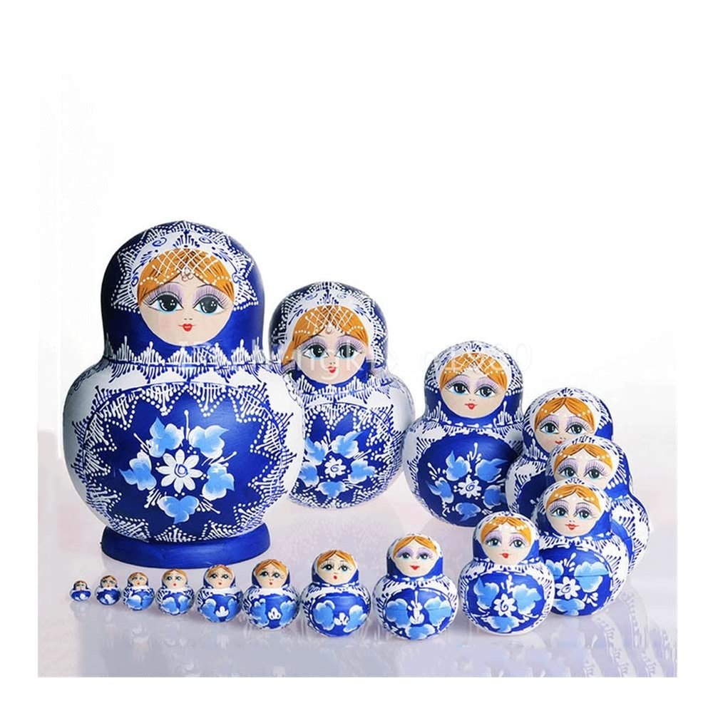 Matryoshka Russian Nesting Dolls15 Piece Nesting Doll Hand Painted Wooden Russian Matryoshka Handmade Toys Gift for Kids Christmas Birthday Happy Gift