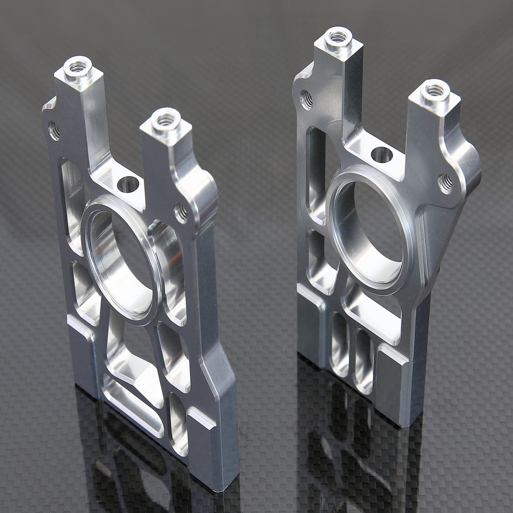 GTBRacing CNC Aluminum 1/5 RC Car LOSI 5ive T Left Right Centre Diff Differential Brace Mount 5T Upgrade Parts (Silver)
