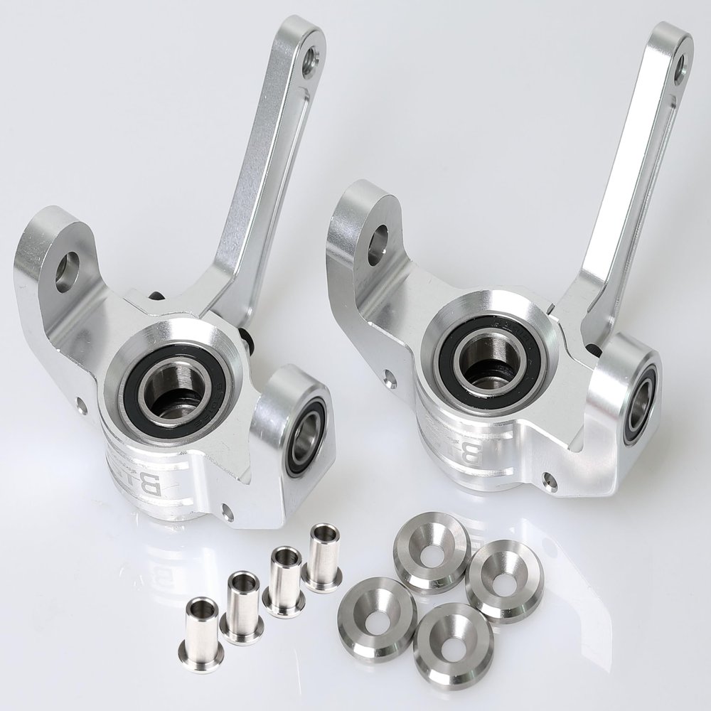 GTBRacing CNC Aluminum RC Car 1/5 LOSI Desert Buggy DBXL DBXL-E V1.0/2.0 MTXL Universal Front Steering Spindle Knuckled Hub Set Upgrade Parts (Silver)