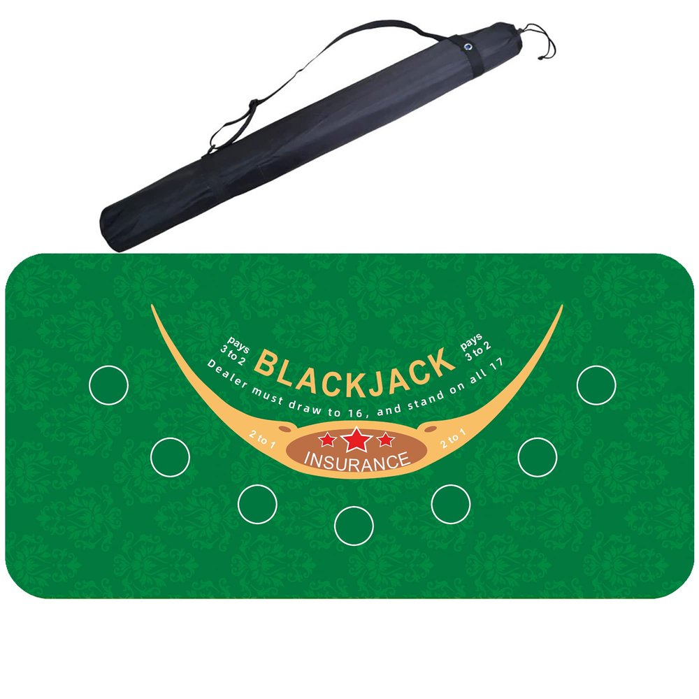Alabohuke Poker Mat, Poker Table Top 70x35.4 Inch Blackjack Non-Slip Rubber Poker Table Mat, Poker Game Blackjack Professional Casino Table Layout, Suitable for Parties, Home Entertainment, Green