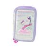 Girabrilla Nice Group Unicorn Pencil Case with 3 Compartments for Children, Duvet Effect, Purple view 1
