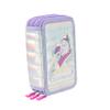 Girabrilla Nice Group Unicorn Pencil Case with 3 Compartments for Children, Duvet Effect, Purple view 2