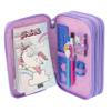 Girabrilla Nice Group Unicorn Pencil Case with 3 Compartments for Children, Duvet Effect, Purple view 4