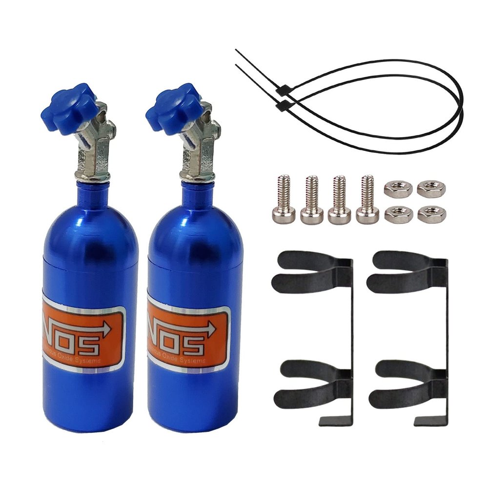 AMOGOT 2Pcs RC Simulation Decoration NOS Nitrogen Bottle for 1/10 RC TRX4 Axial SCX10 90046 Redcat GEN7 gen8 D90 TF2 Tamiya CC01 HSP Rock Crawler (Blue)