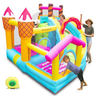 Doctor Dolphin Bounce House for Kids, Indoor Bouncy House, Inflatable Bouncy Castle, Kids Bounce House with Slide, Jump House Outdoor for Backyard Party