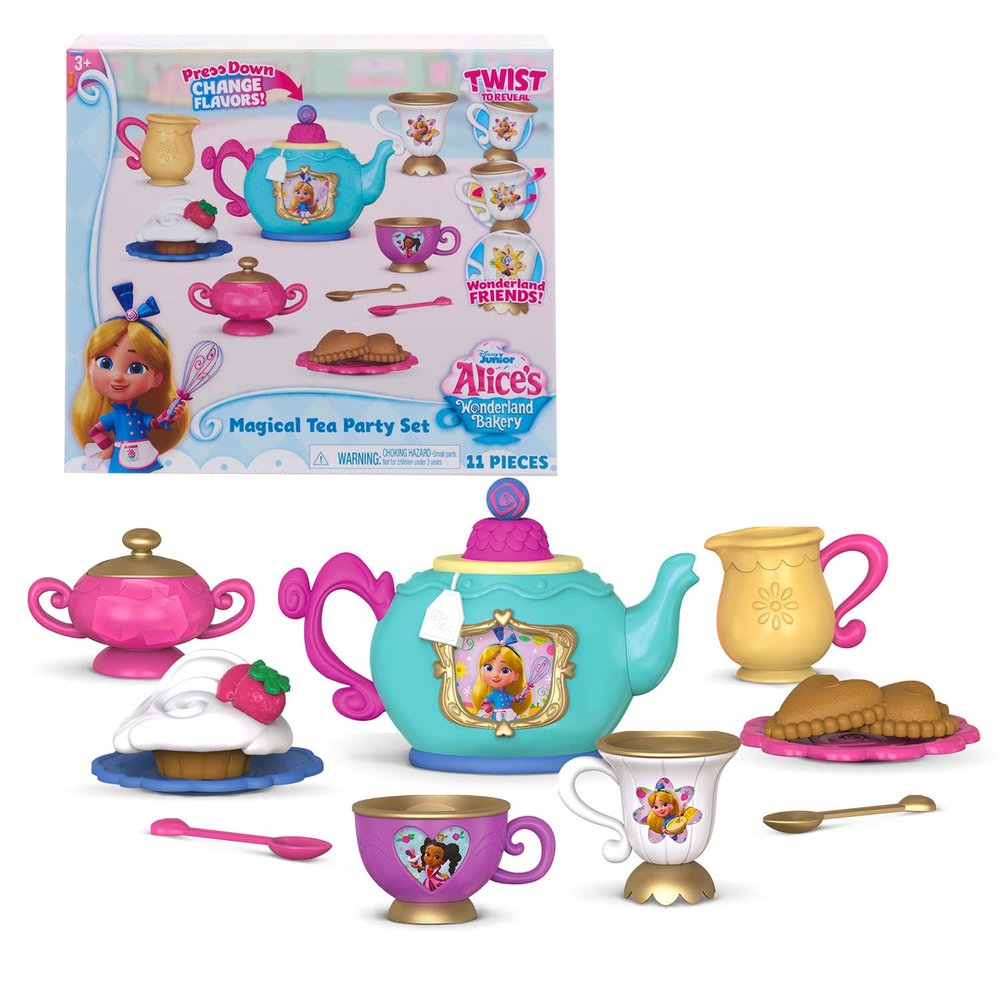 Disney Junior Alices Wonderland Bakery Tea Party, Kids Tea Set for 2, Officially Licensed Kids Toys for Ages 3 Up by Just Play