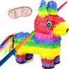 GIFTEXPRESS 16" Rainbow Donkey Pinata with Full-Size 33" Pinata Stick and Blindfold- Mexican Theme Party Decoration for Birthdays, Fiestas & Cinco de Mayo - 16 x 13 x 4.5 Inch Kids Party Favors view 1