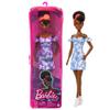 Barbie Fashionistas Doll #185 with Black Up-do Hair, Bleached Denim Dress & Accessories Including Boots & Headband view 1