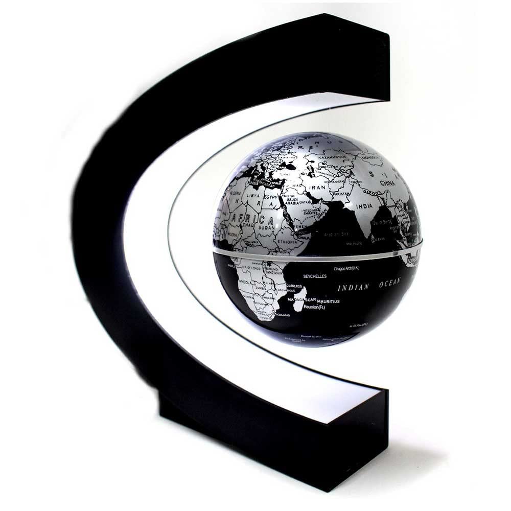 OMURA Games | C Shape Magnetic Levitation Floating Globe | Bonus: 1 Deck of Playing Card