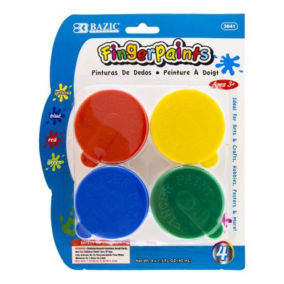 BAZIC Products Finger Paint Set 160ml, Non Toxic Painting Fun Art Supplies, DIY Craft Activity for Kids at School Home Age 3+ (4/Pack), 72-Packs