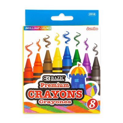 BAZIC Crayons Jumbo 8 Color, Coloring Crayon Set, Non Toxic Drawing Crayons for School Art, Gift for Kids (8/Pack), 144-Packs