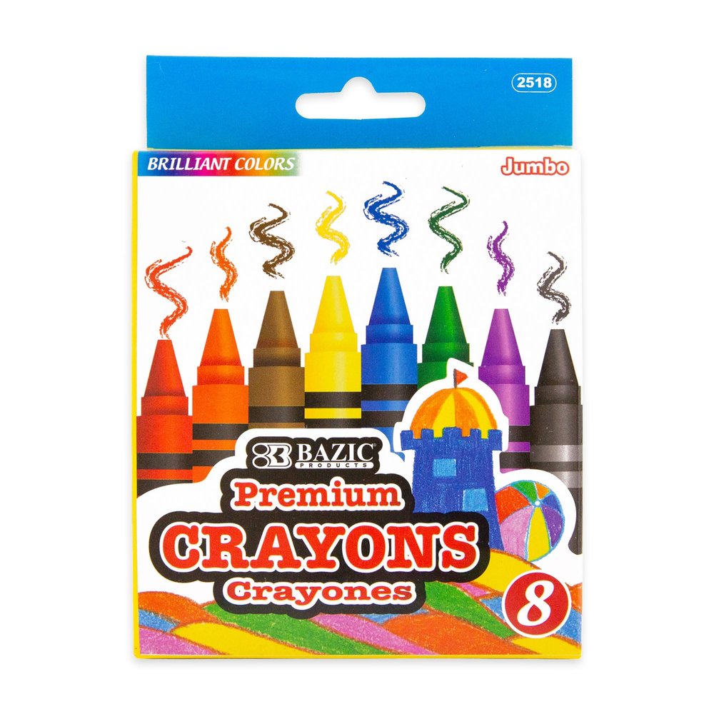 BAZIC Crayons Jumbo 8 Color, Coloring Crayon Set, Non Toxic Drawing Crayons for School Art, Gift for Kids (8/Pack), 144-Packs