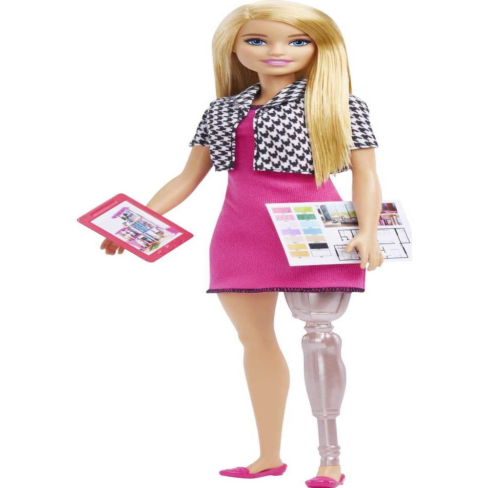 Barbie Careers Fashion Doll & Accessories, Interior Designer with Prosthetic Leg in Removable Outfit with Tablet & Design Sheet