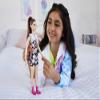 Barbie Fashionistas Doll #187 with Behind-the-Ear Hearing Aids, Brunette Ponytail, Shift Dress & Pink Boots view 2